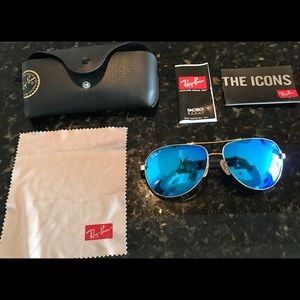 Ray Ban Polarized Blue Mirror Aviator Sunglasses